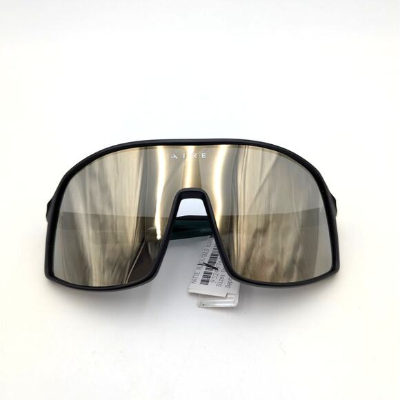 Aire Blazars Unisex Wrap Sunglasses Matte Black/Gold Mirror Lens One Size - Picture 1 of 6